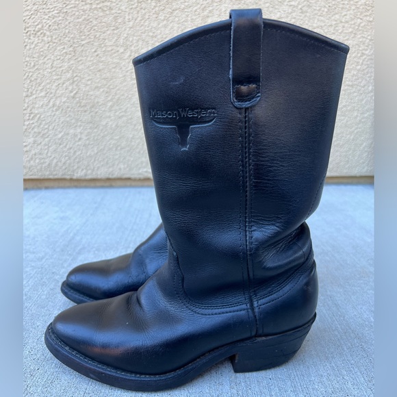 Mason Western Cowboy Boot Work Men's 12" Tall Black Size 7 3E 3X Wide - Picture 2 of 8